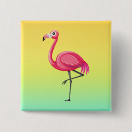 Rosa flamingo i tecknad stil knapp