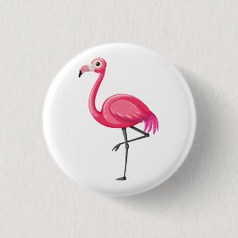 Rosa Flamingo i Tecknad Stil Knapp