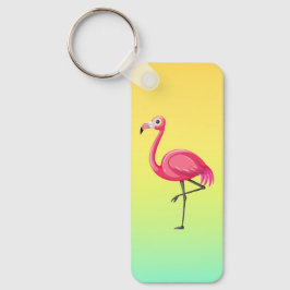Rosa flamingo i tecknad stil nyckelring