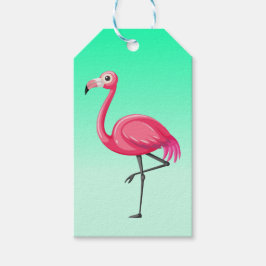 Rosa flamingo i tecknad stil presentetikett