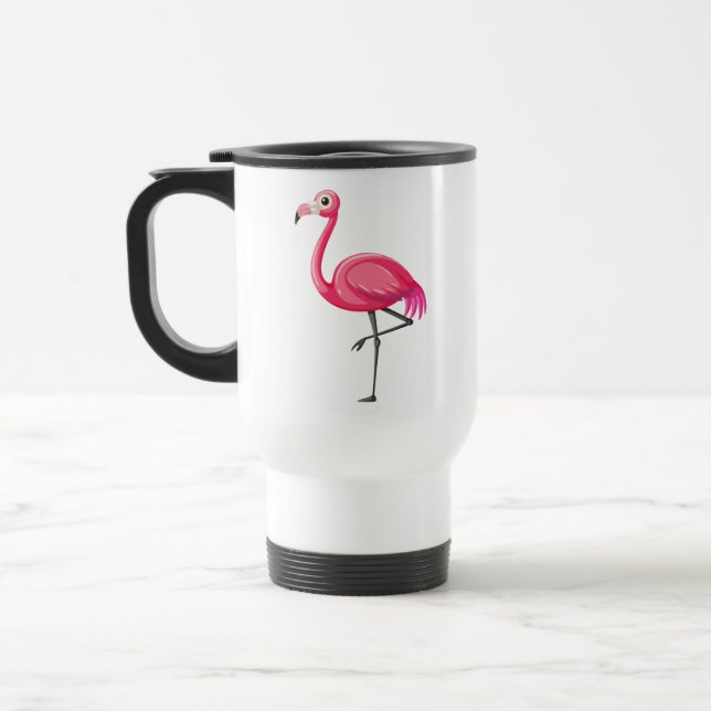Rosa flamingo i tecknad stil resemugg (Vänster)