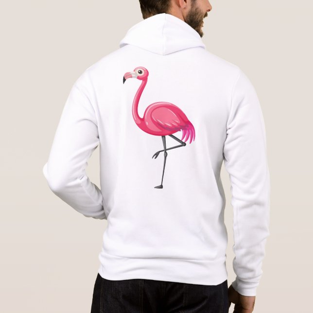 Rosa flamingo i tecknad stil t shirt (Baksida)