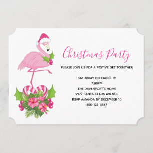 Rosa flamingo i tomteluva, nyckfull jul inbjudningar