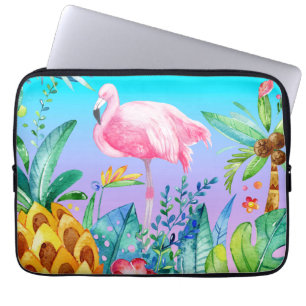 Rosa Flamingo i tropiska skogar Laptop Fodral