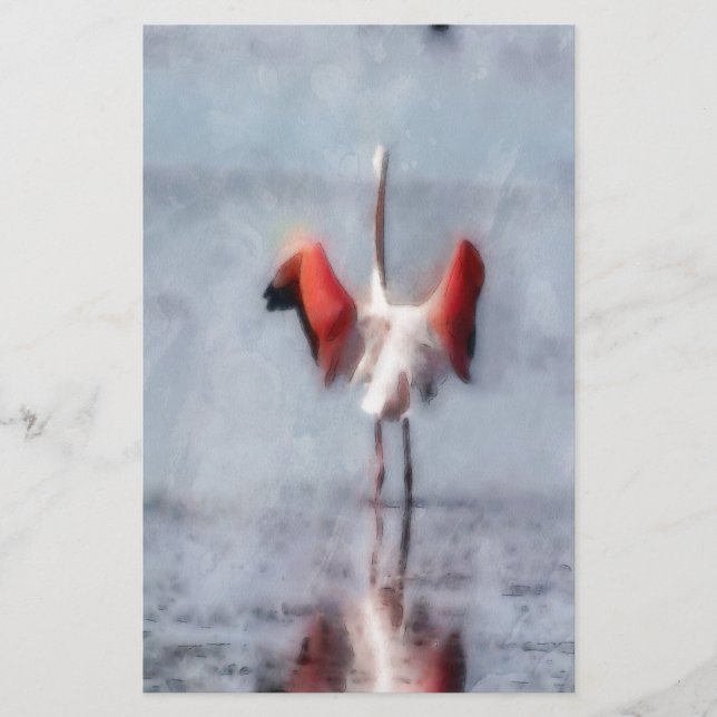 Rosa Flamingo i vattenfärg Brevpapper (Framsida)