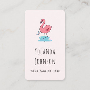 Rosa Flamingo Illustration Add Logotyp & Social Me Visitkort