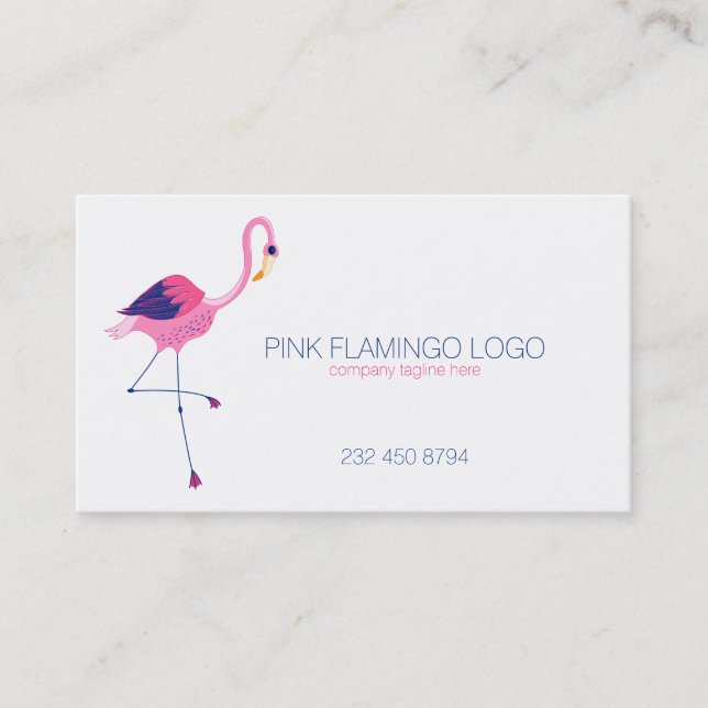 Rosa Flamingo Illustration Visitkort (Framsida)