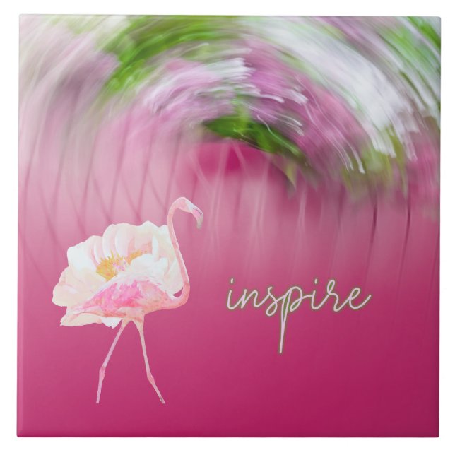 Rosa Flamingo inspirationskälla för att säga inspi Kakelplatta (Framsidan)