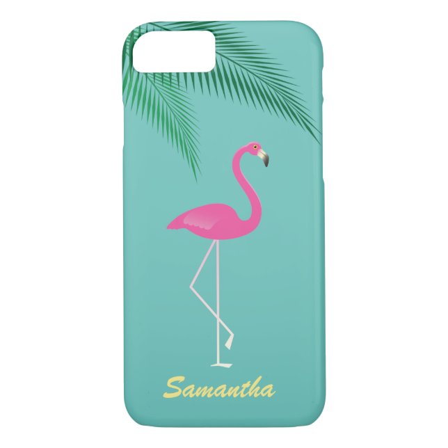 Rosa Flamingo iPhone 7 Fodral - turkos Case-Mate iPhone Skal (Baksida)