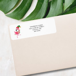 Rosa Flamingo jul - adressetikett Returadress Etikett