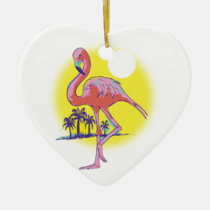 Rosa Flamingo Julgransprydnad Keramik