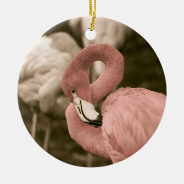 Rosa Flamingo Julgransprydnad Keramik (Framsidan)