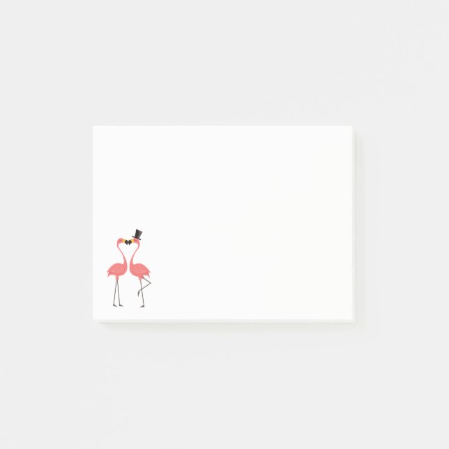 Rosa Flamingo Kärlek-Bröllop Möhippan Post-it Block (Framsida)