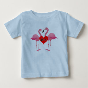 Rosa Flamingo Kärlek Design - Baby Bra Jersey T-Sh T Shirt