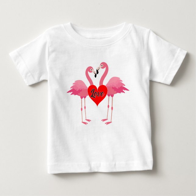 Rosa Flamingo Kärlek Design - Baby Bra Jersey T-Sh T Shirt (Framsida)