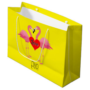 Rosa Flamingo Kärlek Design - Gift Bag - stor