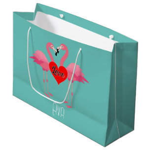 Rosa Flamingo Kärlek Design - Gift Bag - stor