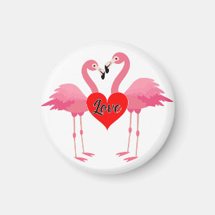 Rosa Flamingo Kärlek Design - Magnet: Circle Magnet