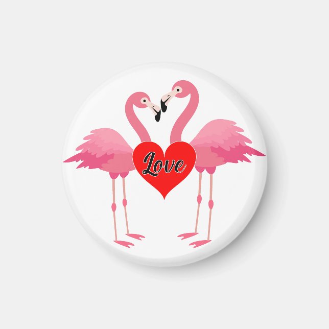 Rosa Flamingo Kärlek Design - Magnet: Circle Magnet (Framsidan)