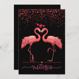 Rosa Flamingo Kärlek - Valentine Be Julkort