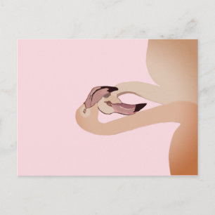 Rosa Flamingo Kärlek vykort