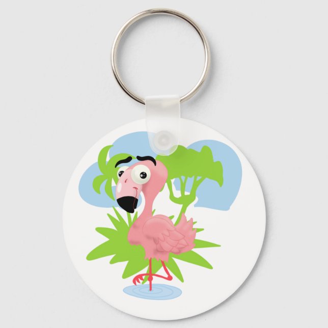 Rosa Flamingo Keychain Nyckelring (Framsida)