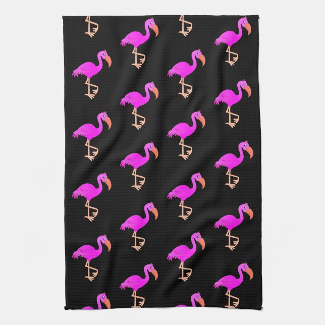 Rosa Flamingo Kitchen Towel - Välj Färg Kökshandduk (Vertikal)