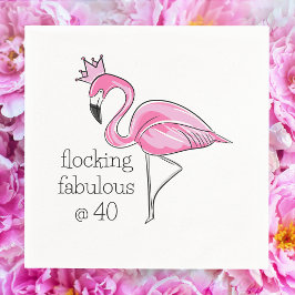 Rosa Flamingo Krona Flocking Fabulous at 40 Pappersservett