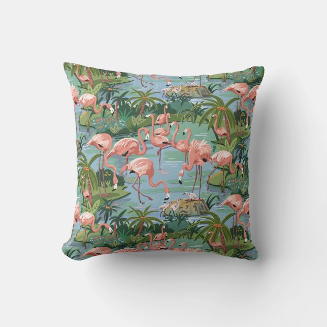 Rosa Flamingo Lagun Måla med siffror Kastkudde Kudde (Framsida)