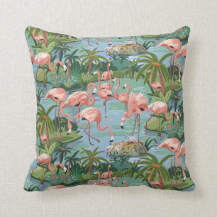 Rosa Flamingo Lagun Måla med siffror Kastkudde Kudde