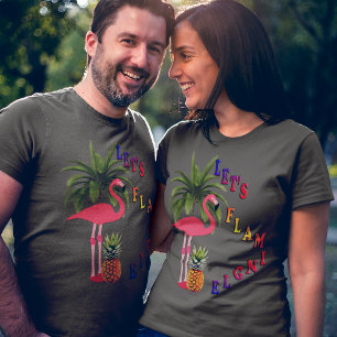 Rosa Flamingo Låt oss Flamingle Friendly Unisex T Shirt