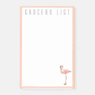 Rosa Flamingo Livsmedel List Shopping Anteckningsb Post-it Block