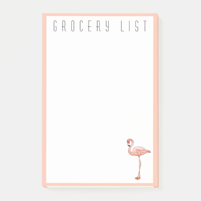 Rosa Flamingo Livsmedel List Shopping Anteckningsb Post-it Block (Framsida)