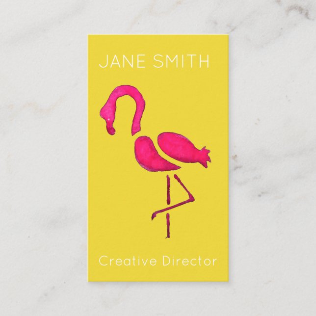 Rosa flamingo logotyp modern kreativ-industri visitkort (Framsida)