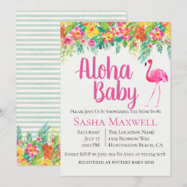 Rosa Flamingo Luau Baby Shower-inbjudan Inbjudningar