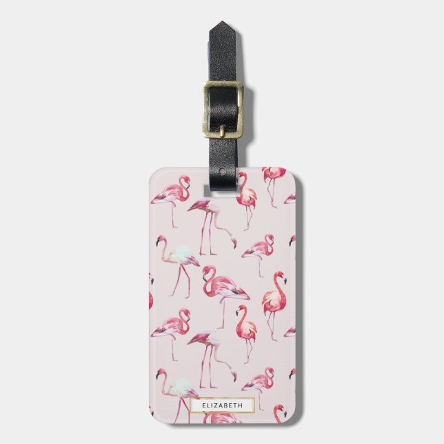 Rosa Flamingo Luggage Tag Bagagebricka (Vertikal Framsida)