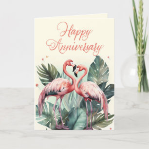 Rosa Flamingo Lycklig-årsdagen Helgkort