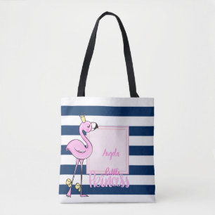 Rosa Flamingo,Marinblå Ränder,Lilla Prinsessan Tygkasse