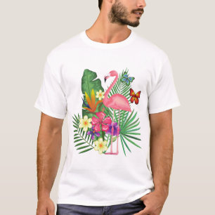 Rosa Flamingo med fjäril för Flamingo Älskare T Shirt