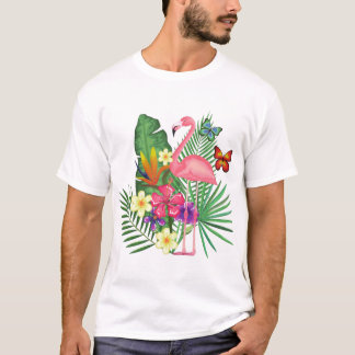 Rosa Flamingo med fjäril för Flamingo Älskare T Shirt