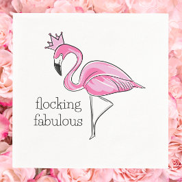 Rosa Flamingo med Rosa Kronflockning Fantastisk Pappersservett