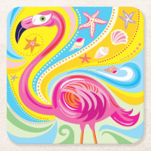 Rosa flamingo med sjöstjärna
