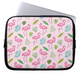 Rosa Flamingo med Tropical Handflatan Löv Laptop Fodral
