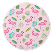 Rosa flamingo med tropiska blad personlig