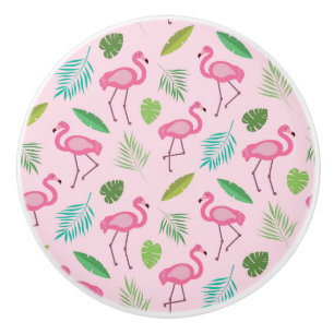 Rosa flamingo med tropiska blad personlig knopp