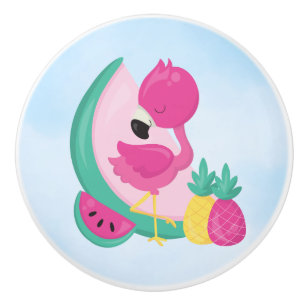 Rosa flamingo med vattenmelon & ananas knopp