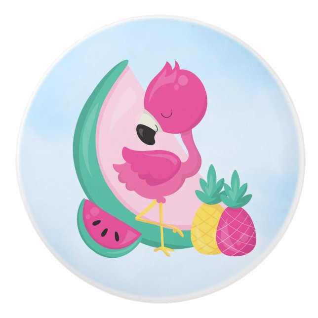 Rosa flamingo med vattenmelon & ananas knopp (Framsidan)