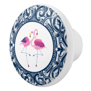 Rosa Flamingo med vit och blå trål Knopp