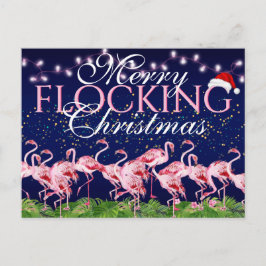 Rosa Flamingo Merry Flocking jul Flamingos Helg Vykort