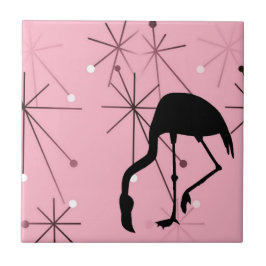 Rosa Flamingo Mid Century Modern Stjärnknopp Kakelplatta